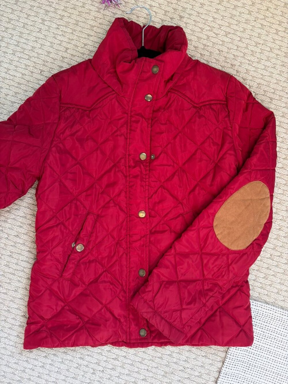 Papaya red quilted jacket womens S